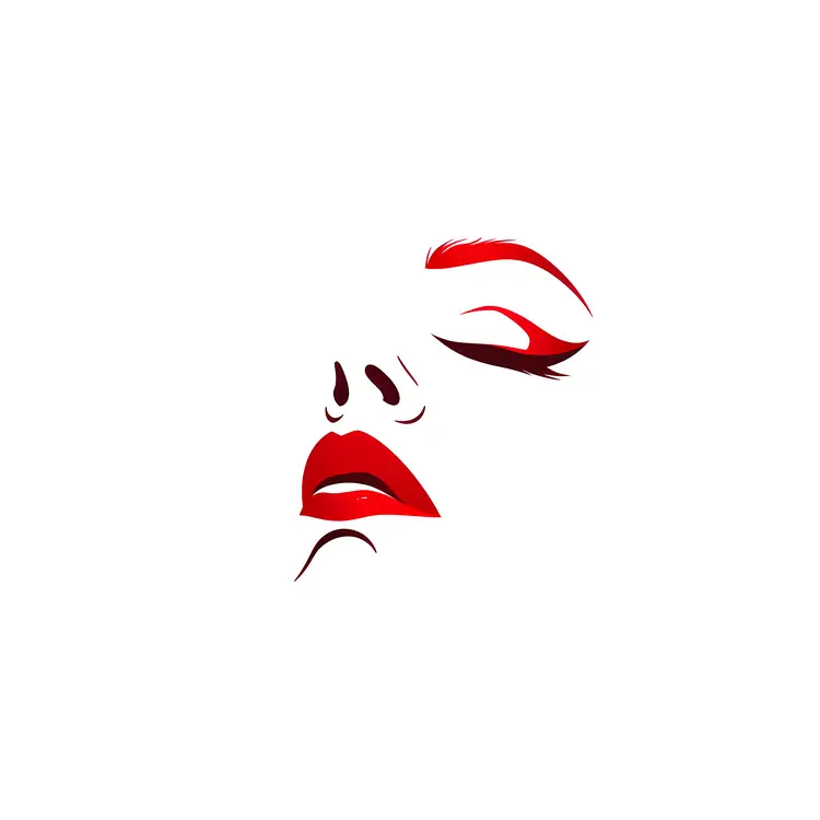 Minimalist Red Lips and Eyes