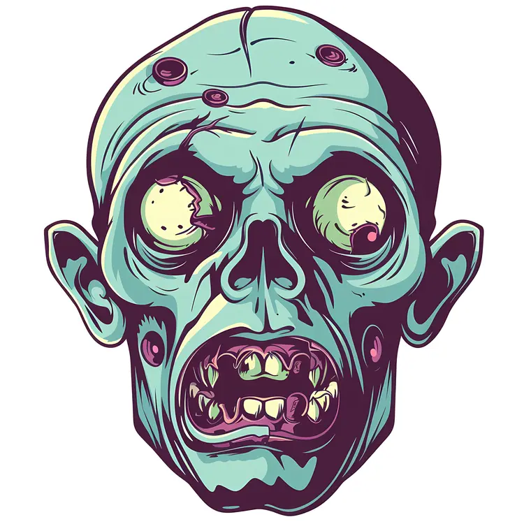 Zombie Head with Bulging Eyes Illustration