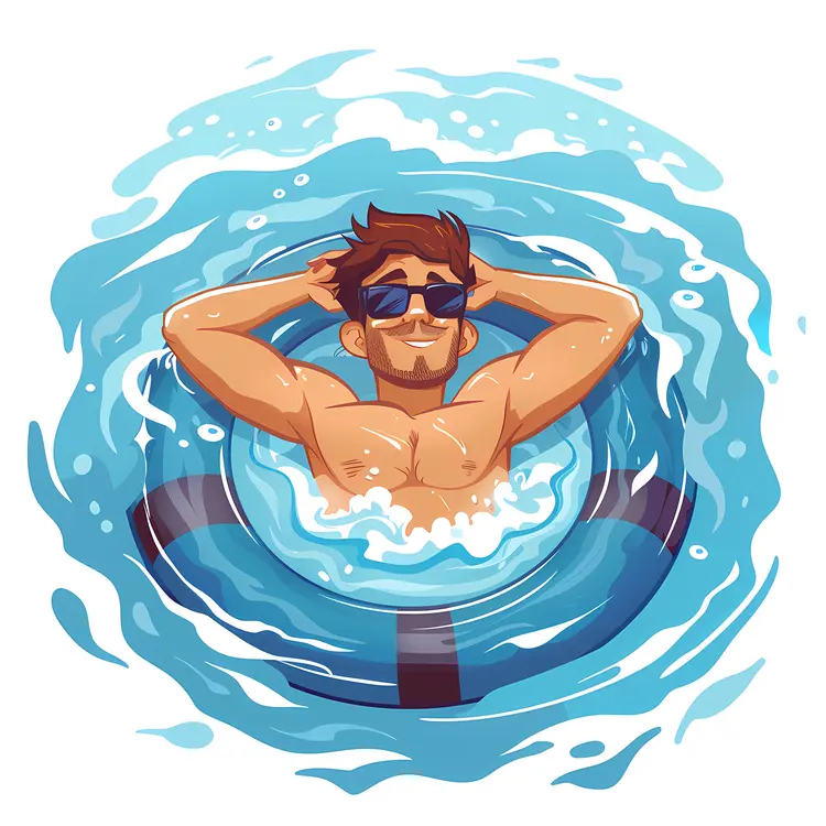 Man Relaxing in Swim Ring