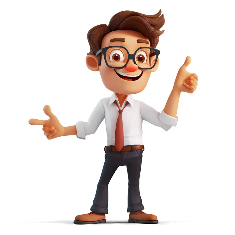 Cartoon Man with Glasses