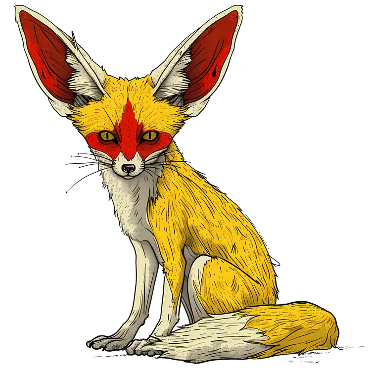 Cute Yellow Cartoon Fox with Big Ears