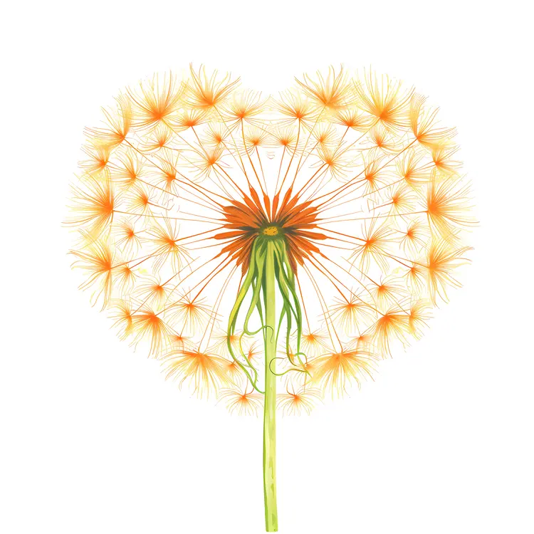 Heart-shaped Dandelion with Green Stem