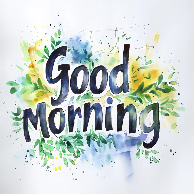 Good Morning Text with Floral Design
