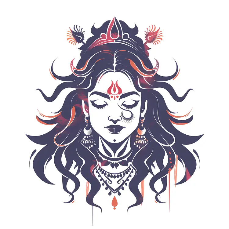 Monochrome Deity Illustration with Elegant Details