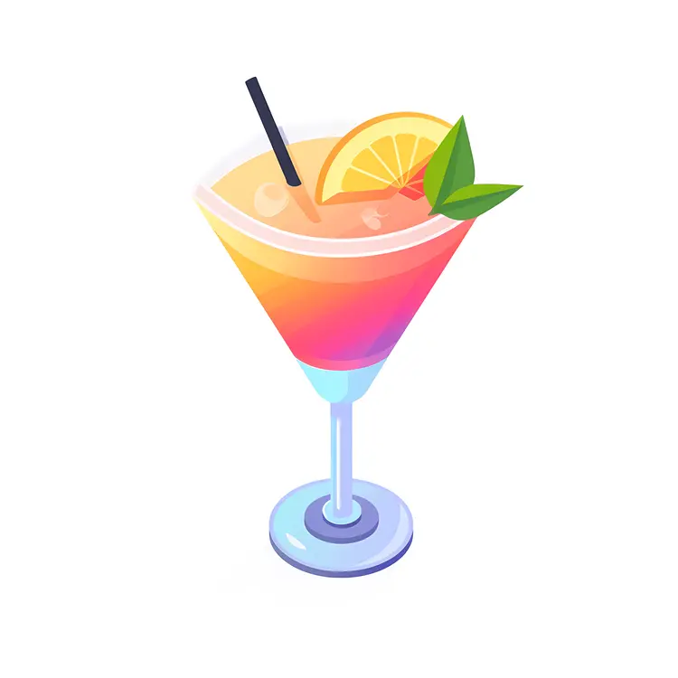 Colorful Cocktail with Lemon and Mint
