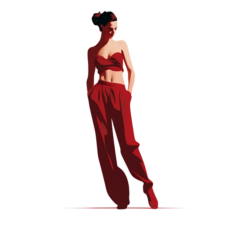 Casual Woman in Red Outfit