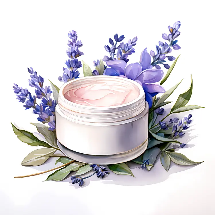 Cream Jar with Lavender