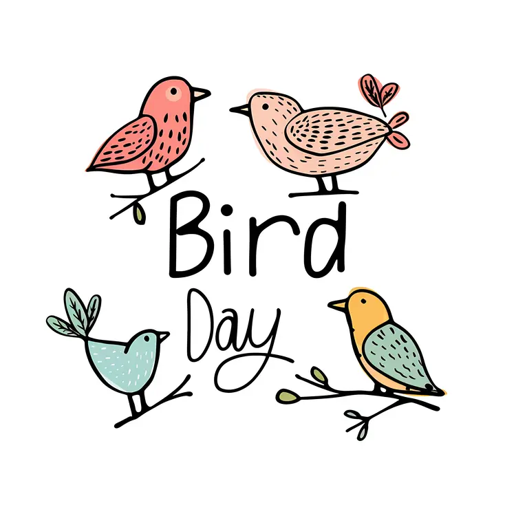 Colorful Birds on Branches for Bird Day