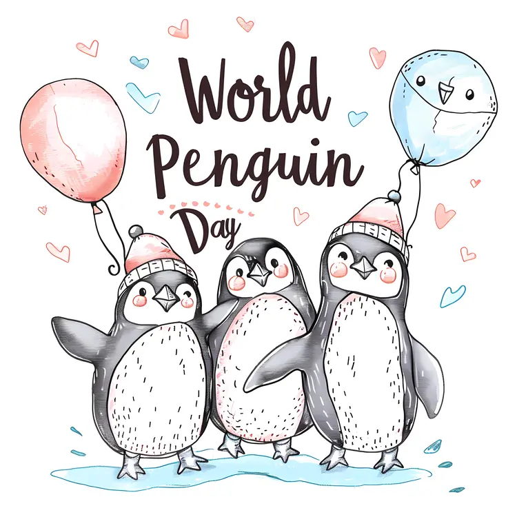 Three Penguins Celebrating World Penguin Day