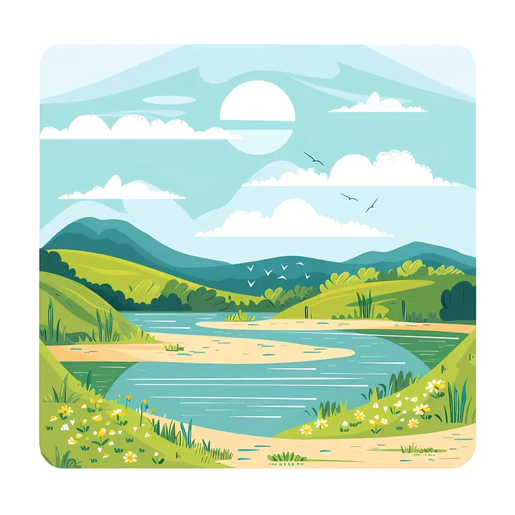 Serene Lake Landscape with Mountains