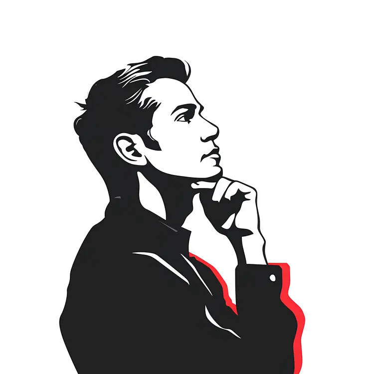 Black and White Thinking Person Silhouette
