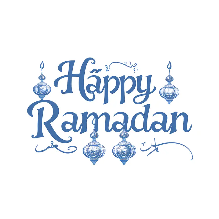 Happy Ramadan Greeting with Lanterns