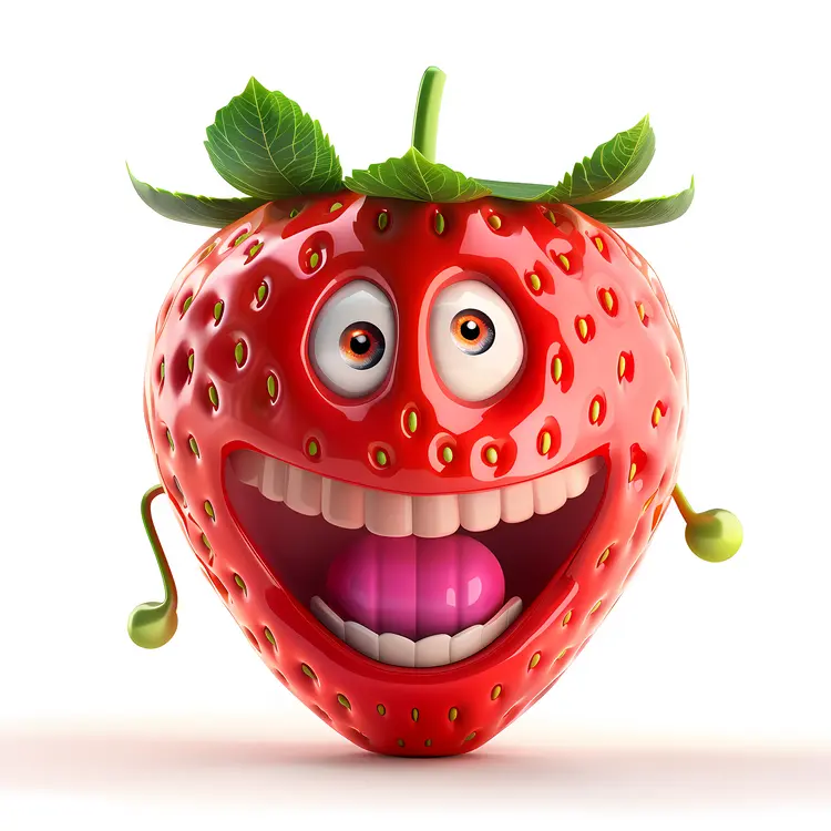 Happy Red Strawberry Cartoon