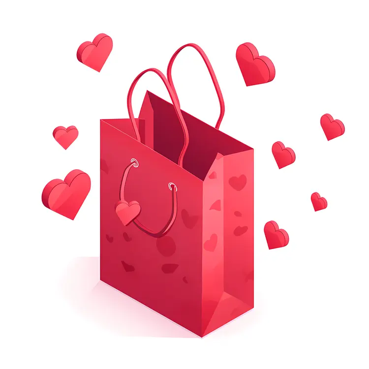 Red Heart Gift Bag for Valentine's Day