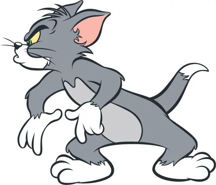 Angry Gray Cat Cartoon Character