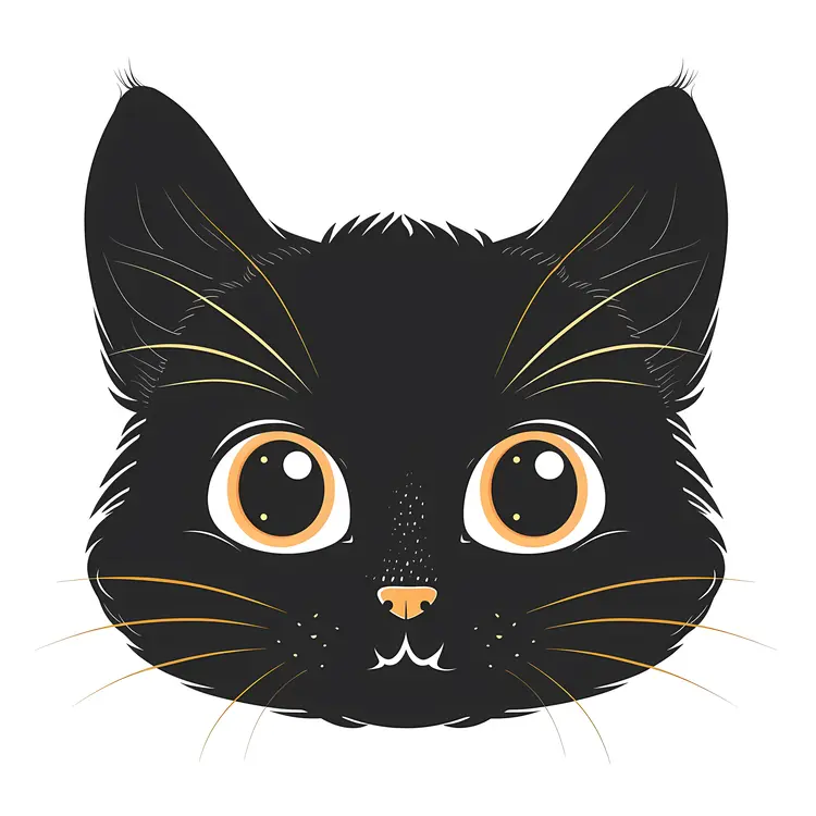 Adorable Black Cat Cartoon Drawing