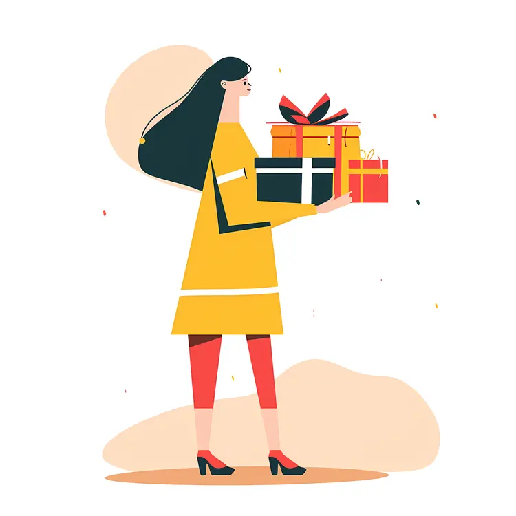 Woman Holding Gifts in Festive Mood