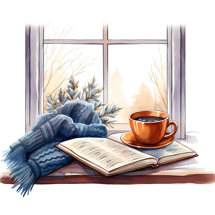 Reading by the Window with Orange Cup