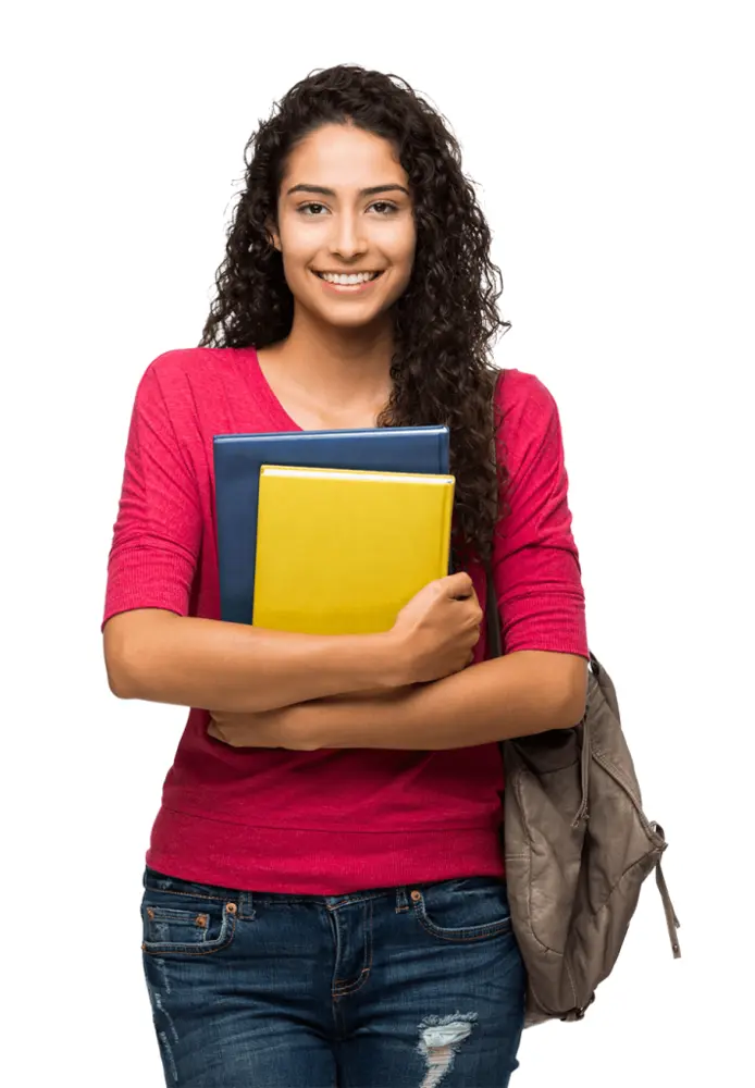 Student Holding Books and Smiling