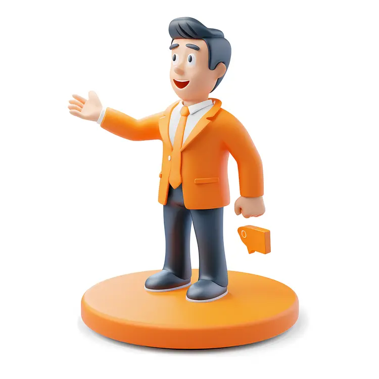 Orange Suit Man Cartoon Character