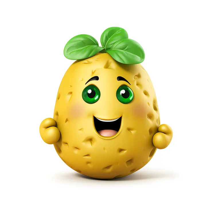 Smiling Potato with Leaves
