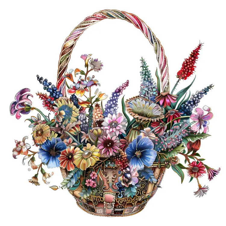 Ornate Flower Basket with Intricate Design