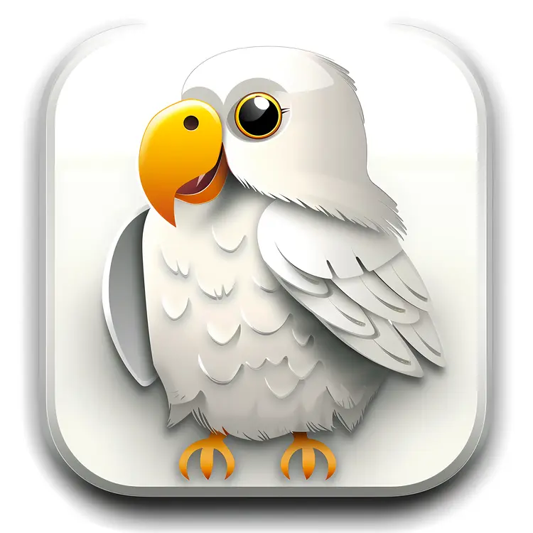 Cartoon White Bird with Yellow Beak
