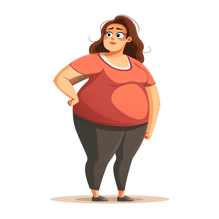 Plus-Size Woman in Red Shirt