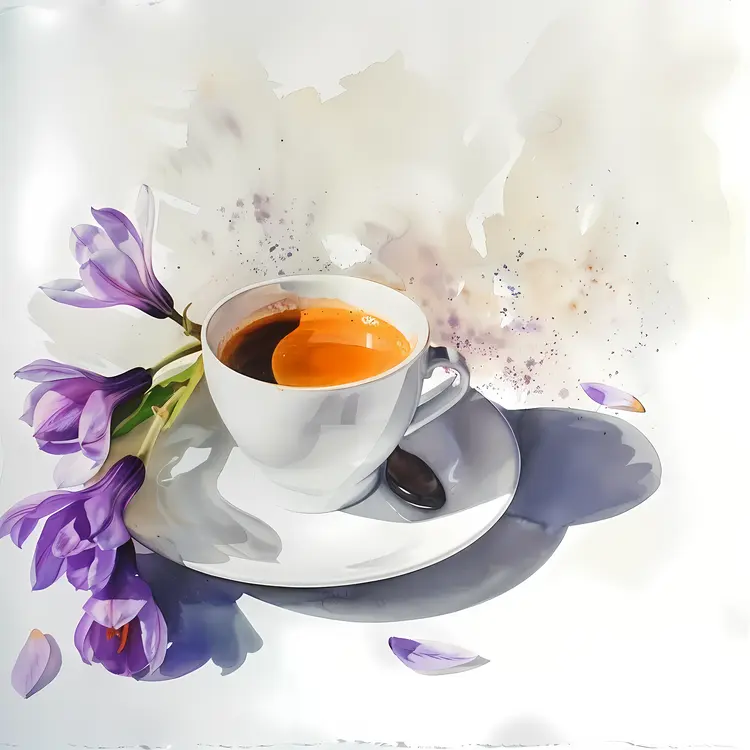 Espresso cup with crocus flowers