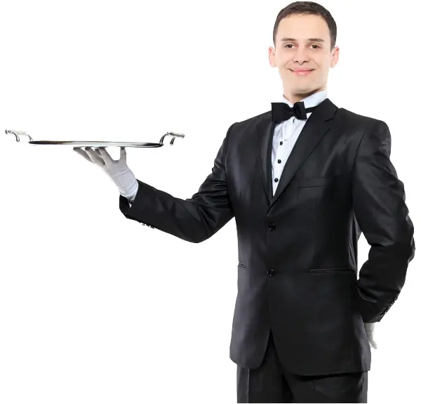 Professional Waiter Holding a Tray