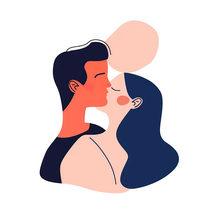 Minimalist Couple Kissing