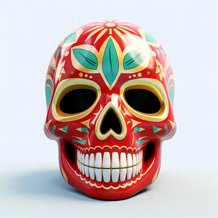 Red Sugar Skull for Day of the Dead