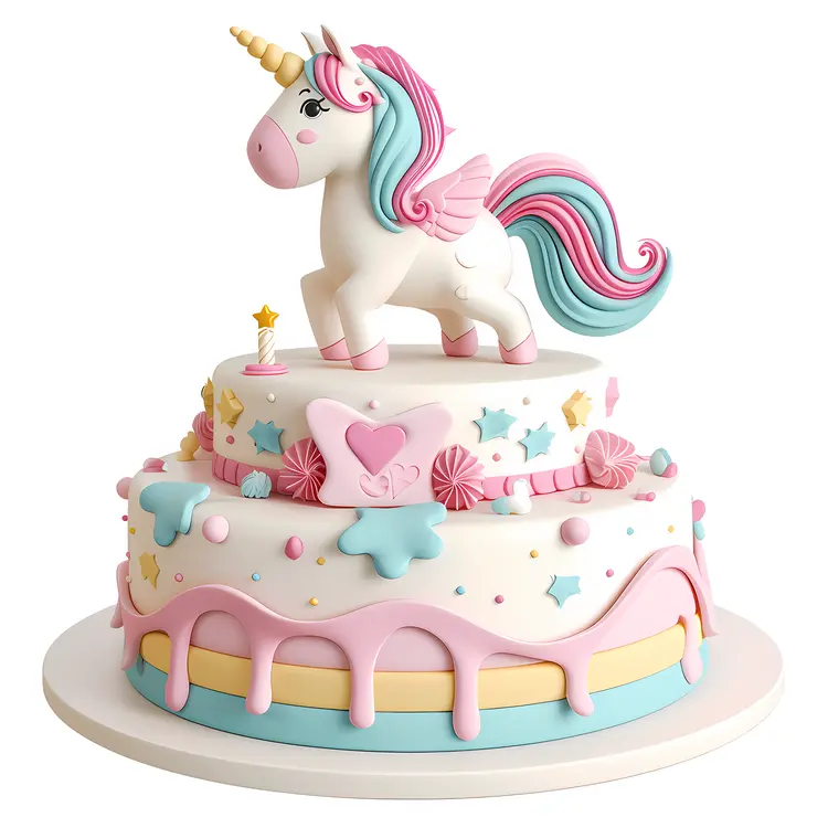 Pastel Unicorn Cake with Star Decorations