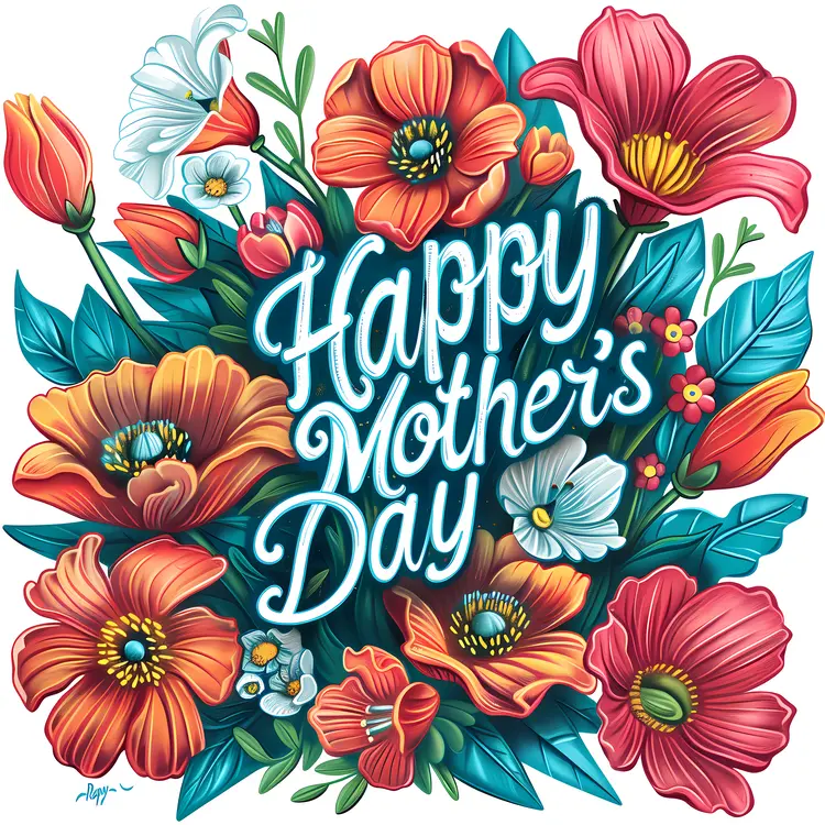 Vibrant Happy Mother's Day Card with Flowers
