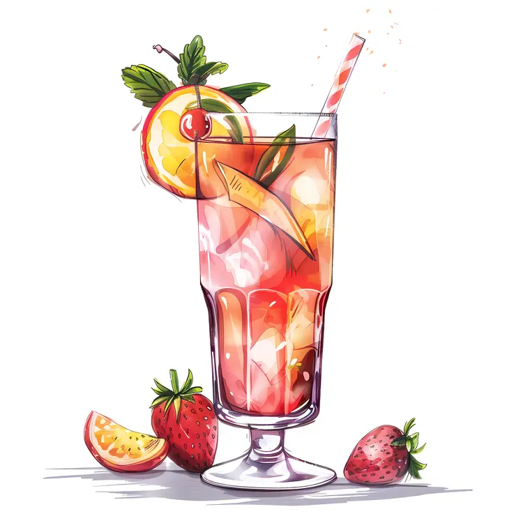 Strawberry Cocktail with Ice