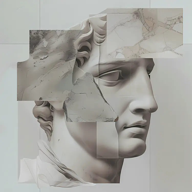 Fragmented Marble Sculpture with Abstract Design