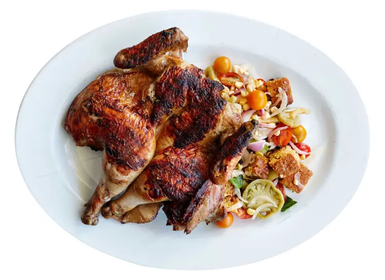 Grilled Chicken with Salad on Plate