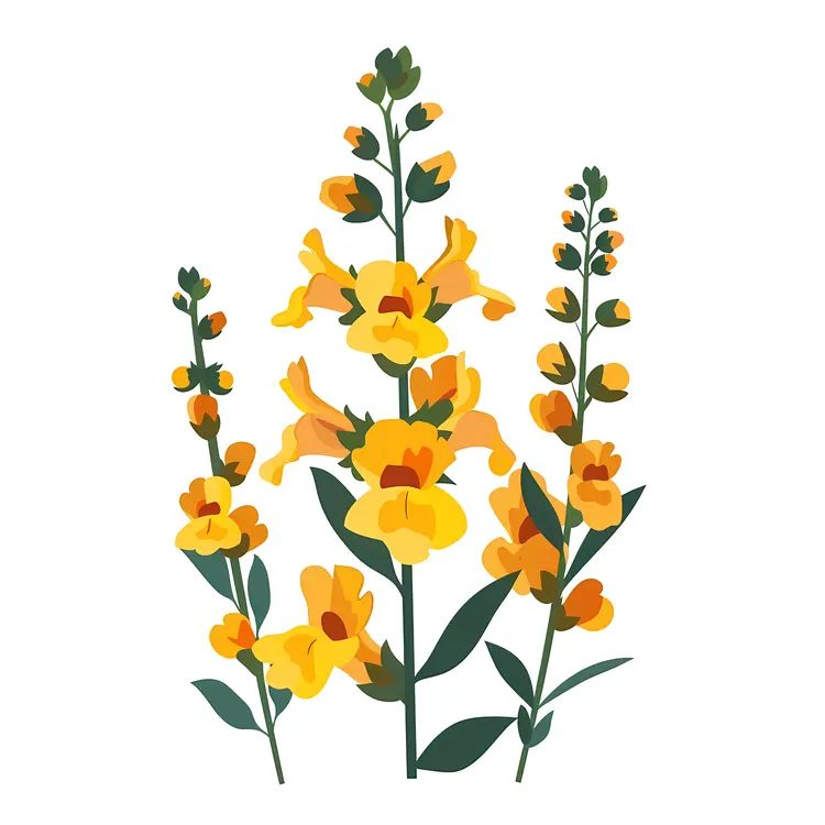 Yellow Snapdragon Flower Illustration