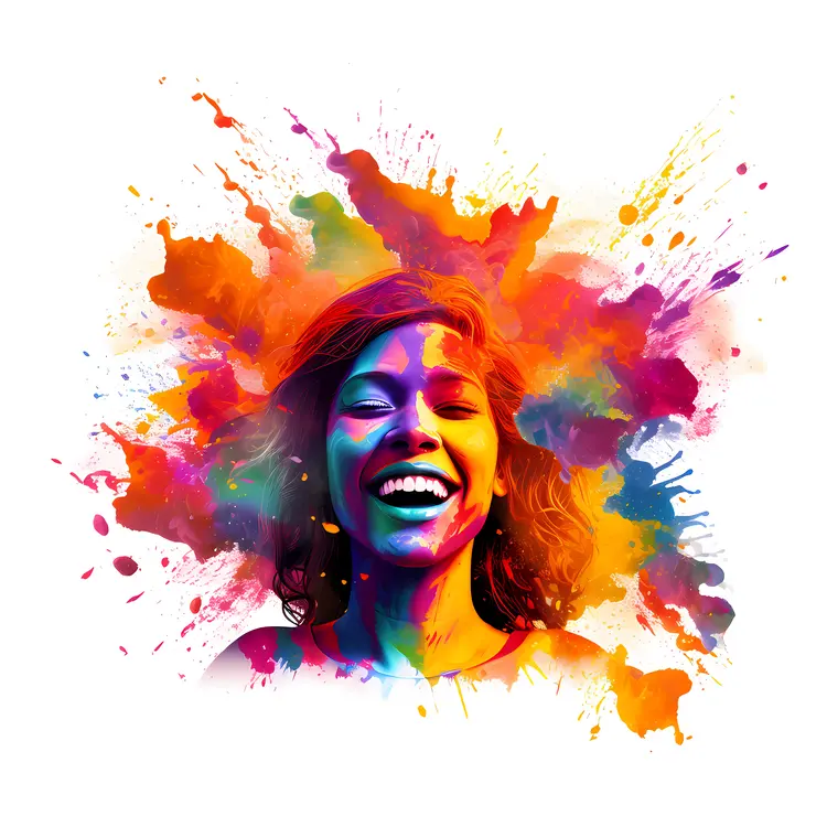 Colorful Woman Smiling in a Joyful Celebration