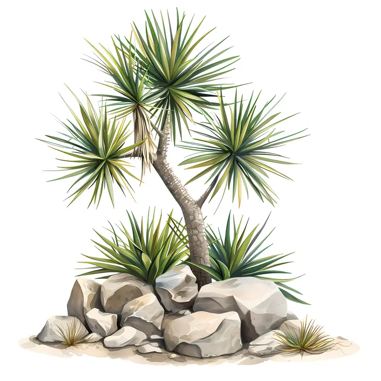 Yucca Tree in a Rocky Landscape