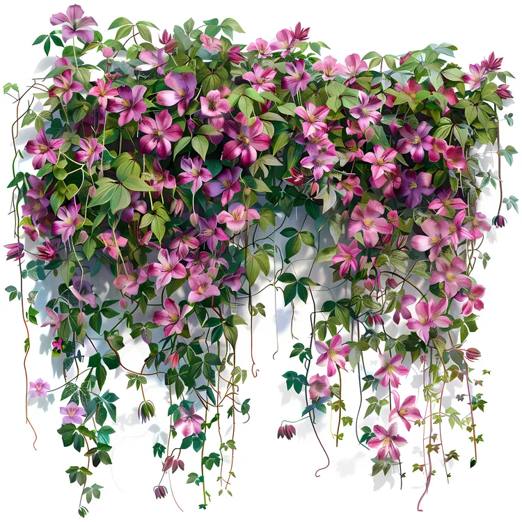 Pink Flowers on Green Vine