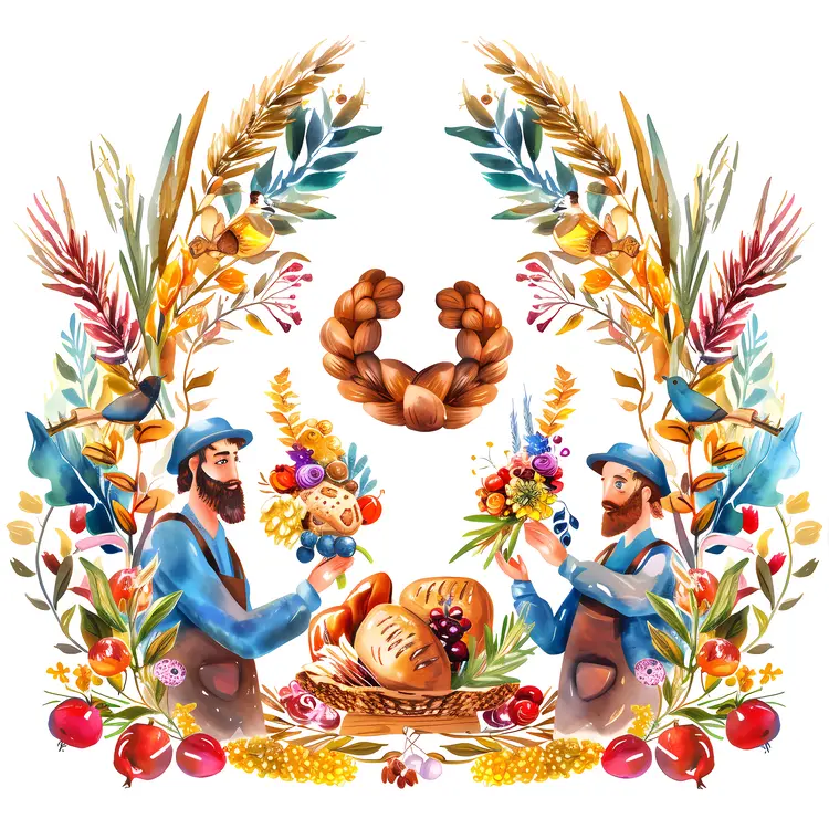 Harvest Celebration with Bread and Fruits