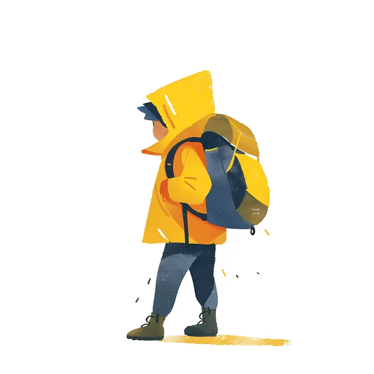 Child in Yellow Jacket with Backpack