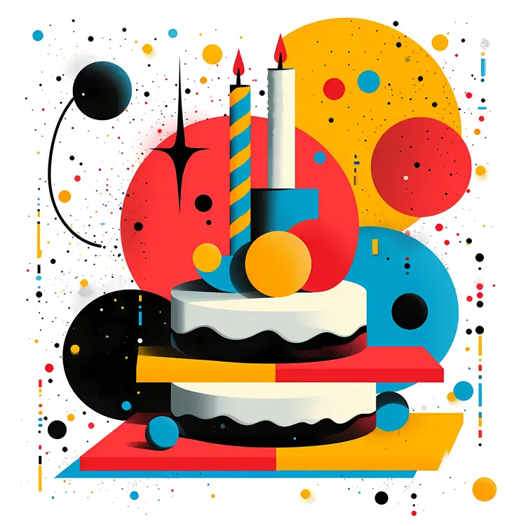 Colorful Cake with Candles for Celebration