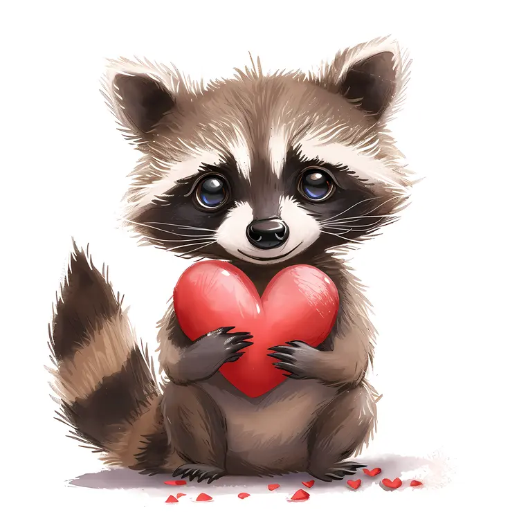 Cute raccoon with heart