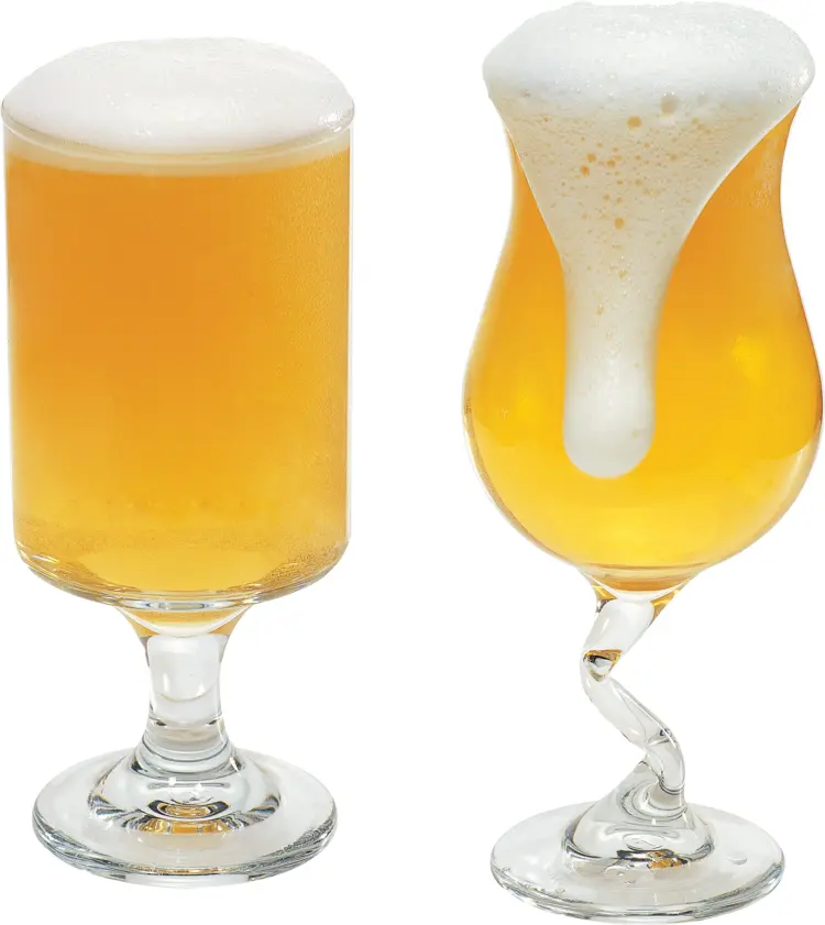 Two Beer Glasses with Foam