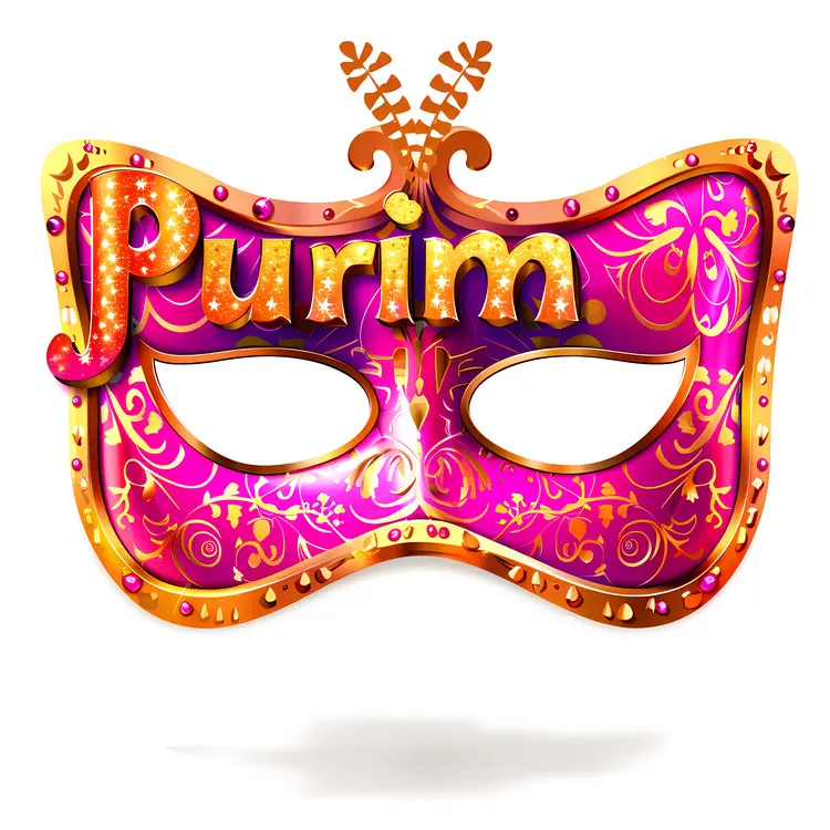Purim Text with Pink Mask
