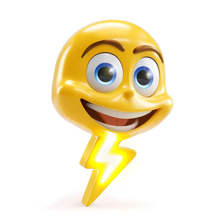 Smiling Yellow Lightning Bolt Character