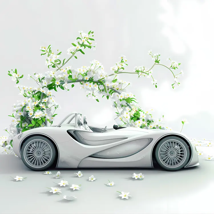 Modern Car with Floral Design