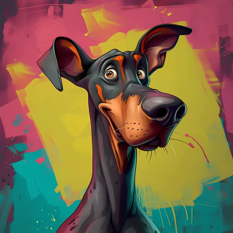 Curious Cartoon Dog with Colorful Background